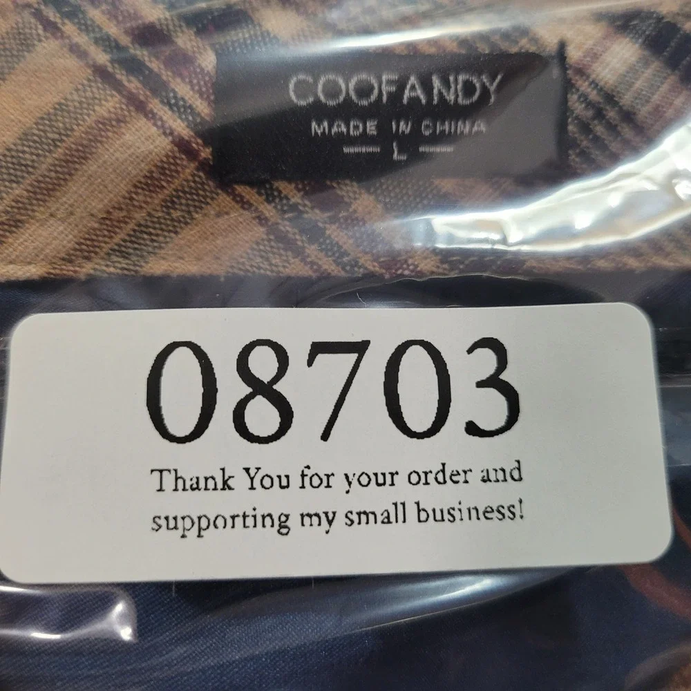 Coofandy‎ Mens Short Sleeve Button Up Shirt Plaid Trim Blue Casual Large